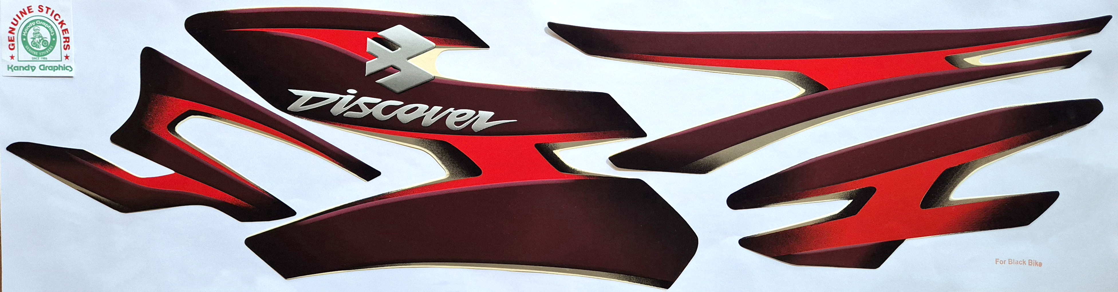 Bajaj Discover 125 3D Black Bike - Red Sticker — DISCOVER sticker Sri Lanka